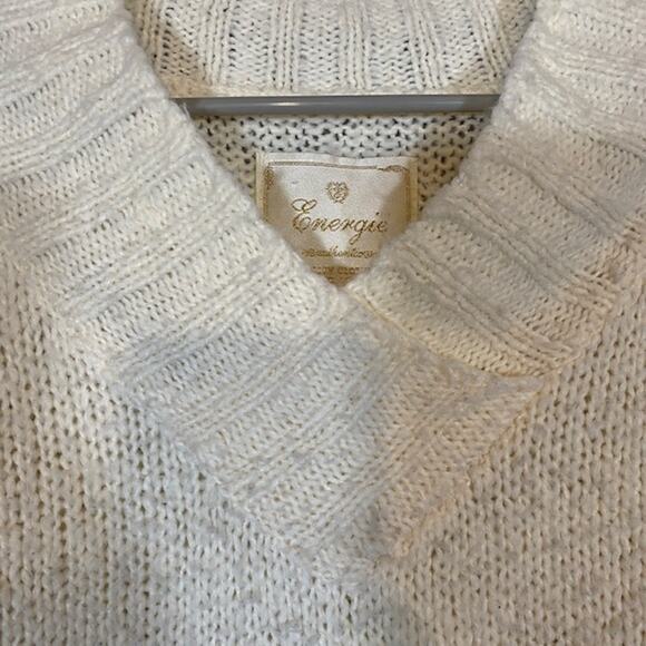 Energie Cream V-Neck Knit Pullover Sweater Women Sz M - Picture 9 of 9